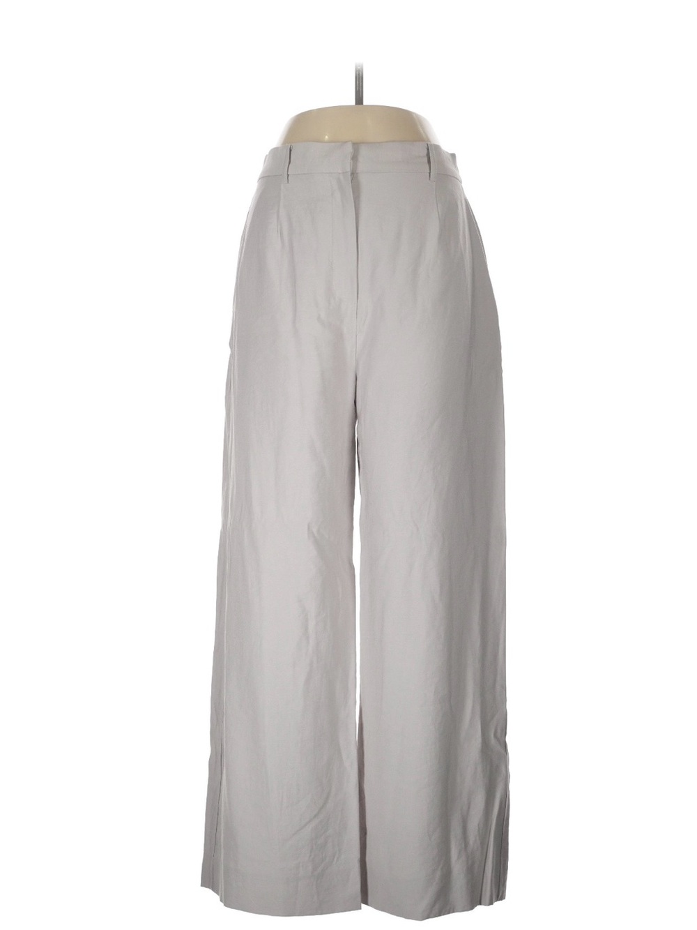 Wayf Wide-Leg High-Rise Trousers in Light Gray